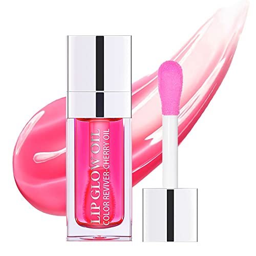 Plumping Lip Oil Hydrating Lip Gloss Tinted Lip Balm Lip Care Transparent Toot Lip Oil Long Lasting Nourishing Lip Glow Oil Non-sticky Big Brush Glitter Primer Lip Tint (RASPBERRY) - Velora